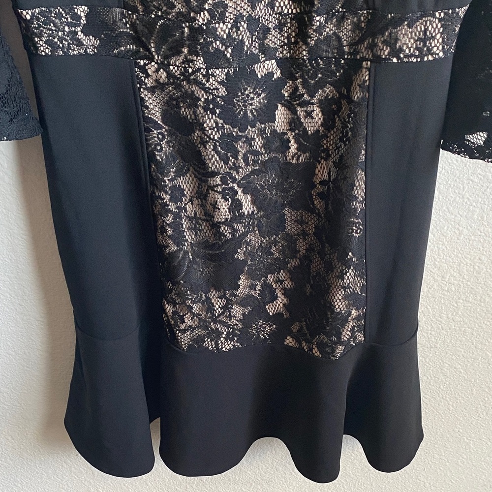 NY Collection Black and Beige Lace Dress - Picture 4 of 11